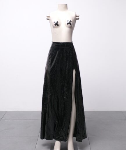 [P/M] Saia longa de vinil com fenda