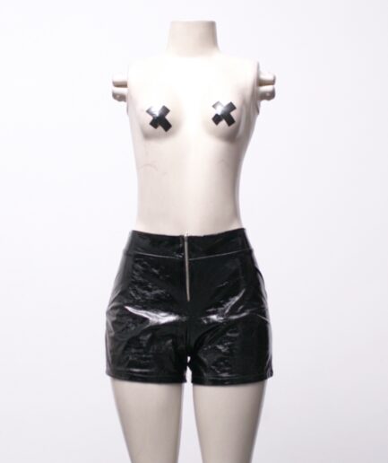 [P/M] Shorts de vinil texturizado com zíper