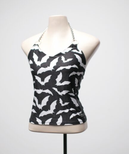 [P] Blusa com estampa de morcegos e alça de corrente Sweet Sam