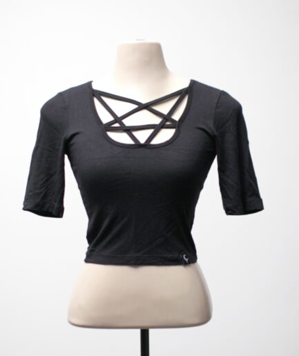 [PP/P] Cropped com decote de pentagrama Reversa