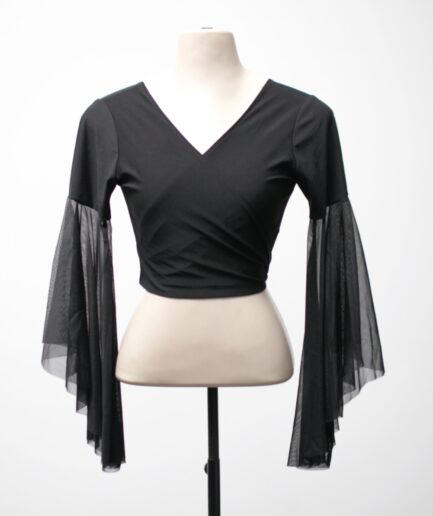 [P/M] Cropped com manga flare de tule