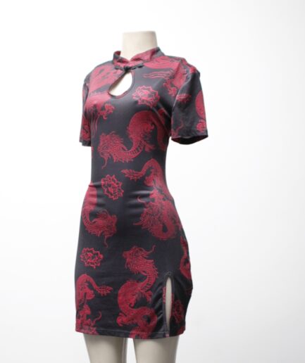 [M] Vestido estilo oriental com estampa de dragões Shein