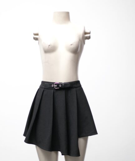 [M/G] Saia plissada assimétrica com fivela Shein
