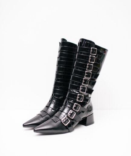 [35 ao 40] Botas goth pikes cano alto de vinil Caffeine