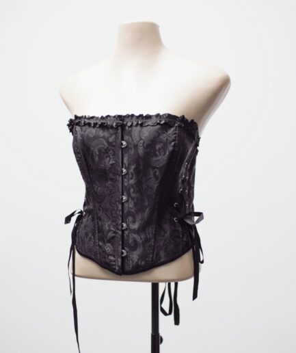 [G/GG] Corselet overbust brocado com amarrações