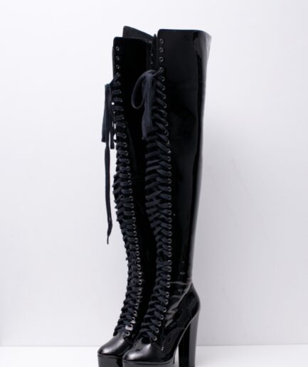[37] Botas de salto over the knee de vinil Reversa