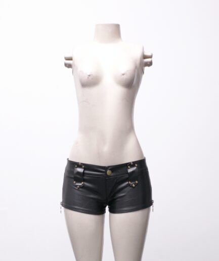 [P/PP] Micro shorts de courino com detalhes dourados