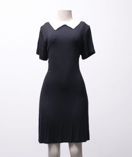 [M/G] Vestido de malha com gola branca Reversa