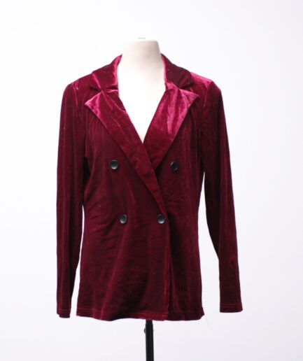 [M/G] Blazer de veludo vinho com botões Shein