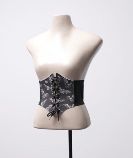 [P/M] Cinto corset com estampa de morcegos