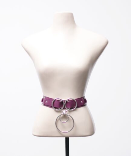 [M/G] Cinto de courino roxo com argolas Ignis