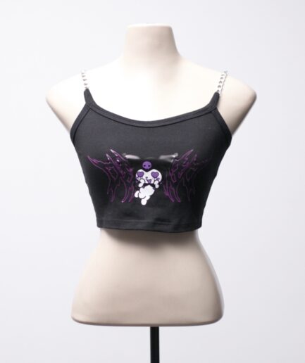 [PP] Cropped "Kuromi'' com alças de corrente Estreet