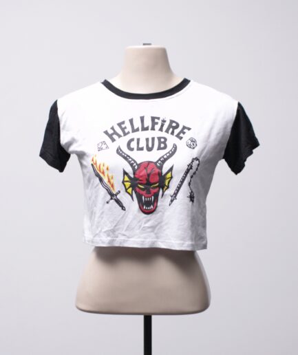 [P/M] Camiseta cropped raglan "Hellfire Club"