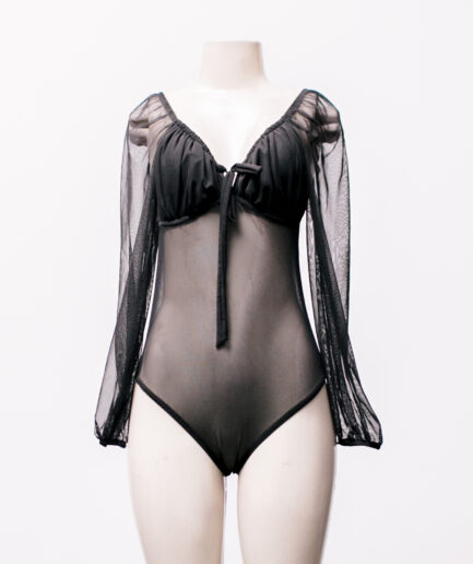 [PP] Body de tule com mangas bufantes