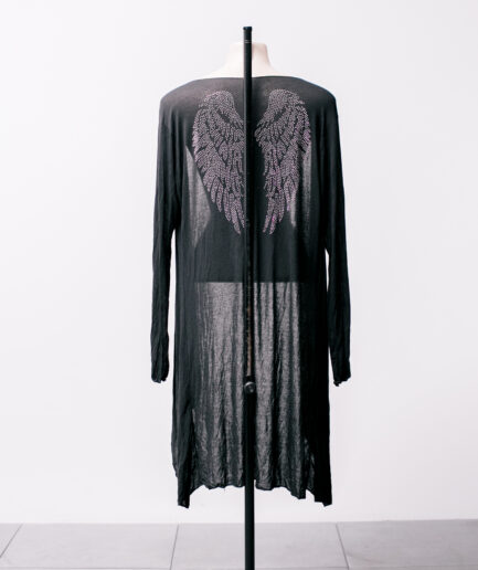 [P/M] Cardigan com pontas e aplicação de asas nas costas