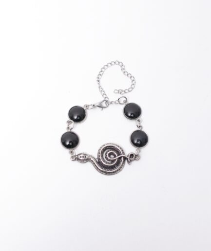 Pulseira de cobra com pedras pretas