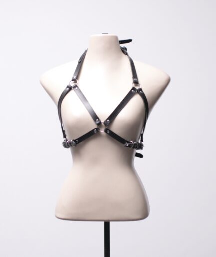 [P/M] Bralette de courino com argolas e fivelas Dark Sabbath