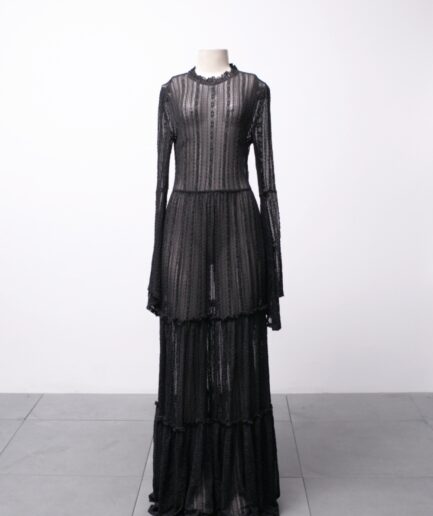 [P/M] Vestido longo de renda com manga flare Killstar