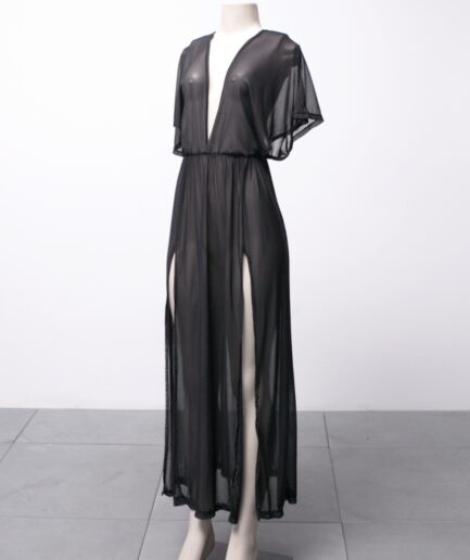 [P/M] Vestido longo de tule com fendas Dark Alien