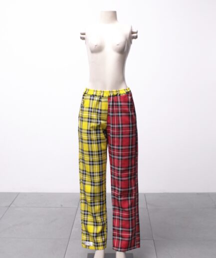 [P/M] Calça xadrez vermelho e amarelo com bolsos