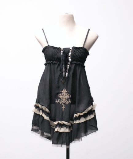 [P/M] Blusa/vestido curto de tule com babados e amarração Ozz Oneste