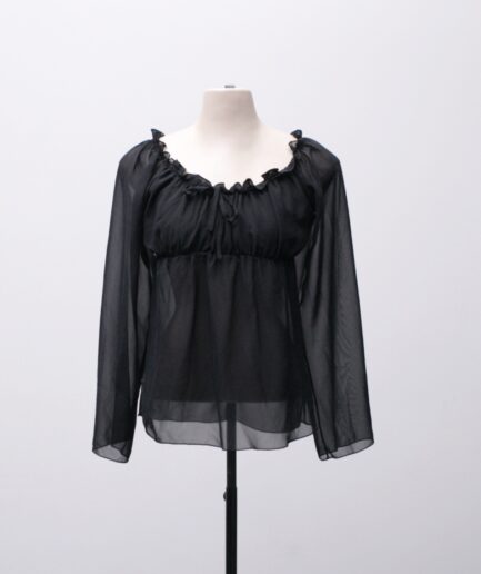 [P/M] Blusa manga longa de tule ciganinha
