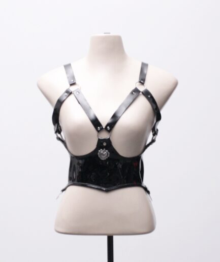 [P/M] harness underbust de vinil com pingente e argolas Eliz Store
