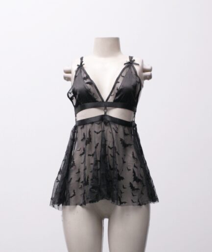 [P/M] camisola Babydoll de tule com morcegos