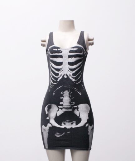 [P] Vestido tubinho de caveira