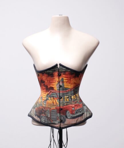 [PP/P] Corset underbust com estampa zumbis Saturnine