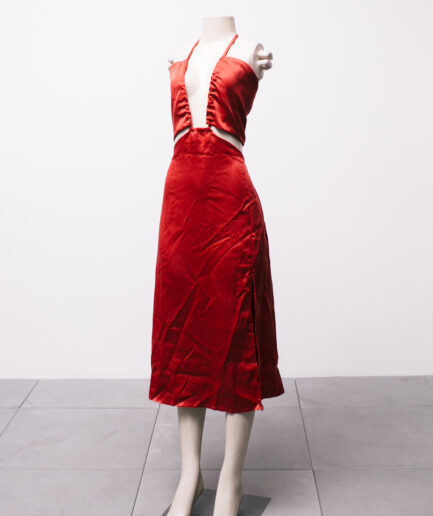 [G] Vestido midi de cetim vermelho Use Pride