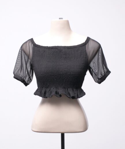[PP/P] Cropped ciganinha de tule com lastex