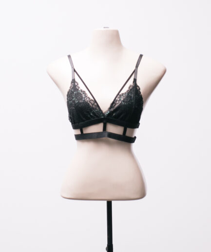 [P] Sutiã strappy de renda com brilhinho