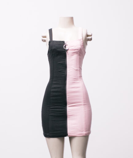 [PP] Vestido preto e rosa com pingente de lua Reversa