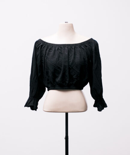 [P/M] Cropped ciganinha manga longa em viscose