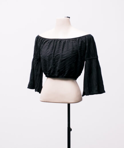[P/M] Cropped ciganinha com manguinhas flare de viscose