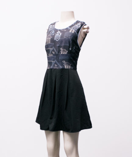 [P/M] Vestido rodado "Kitten café" azul marinho Antix