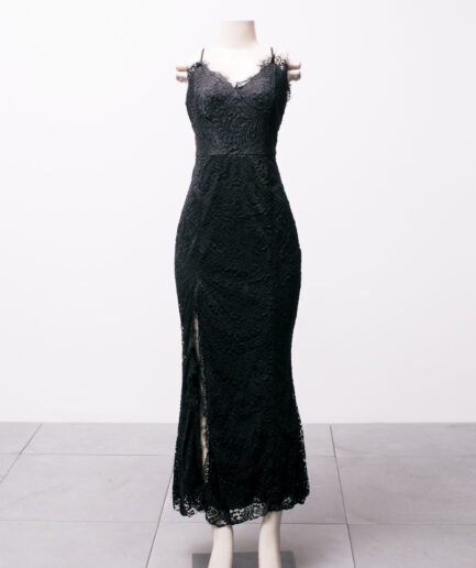 [M] Vestido longo de renda com fenda