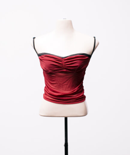 [P/M] Cropped de tule vermelho com drapeados laterais