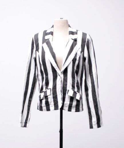 [P/M] Blazer listrado com bolsos falsos