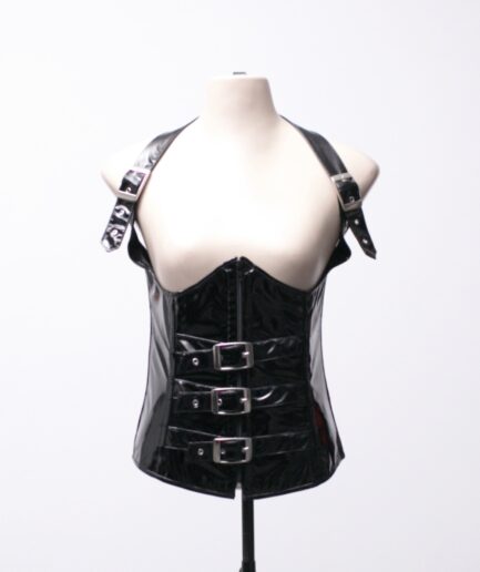[G] Corselet underbust de vinil com fivelas e alça