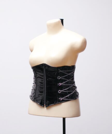 [G/GG] Corselet underbust de vinil com correntes