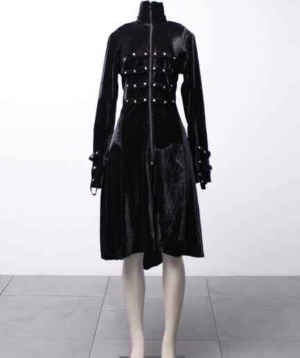 [P/M/G] Sobretudo de veludo gola alta com rebites