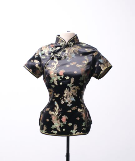 [P/M] Blusa estilo oriental de cetim com dragões