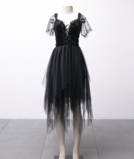 [M/G] Vestido de tule e veludo com pontas Romwe