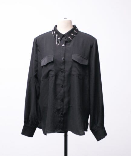 [G/GG] Camisa manga longa com corrente na gola Mamô