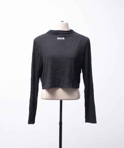 [G] Cropped manga longa de malha "black" Shein