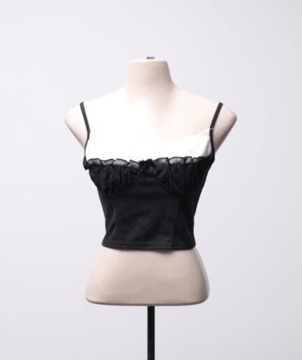[P/M] Cropped com detalhes de renda branca Shein