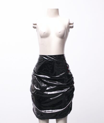 [G] Saia de vinil com drapeados laterais Shein