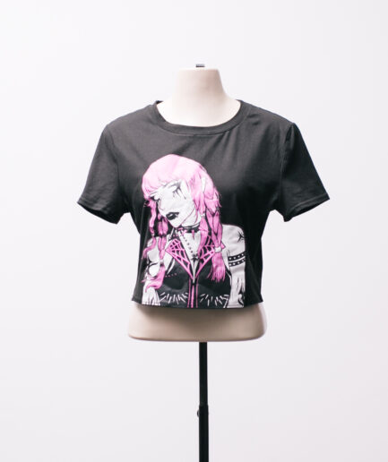 [M/G] Cropped com estampa "menina alternativa" Romwe